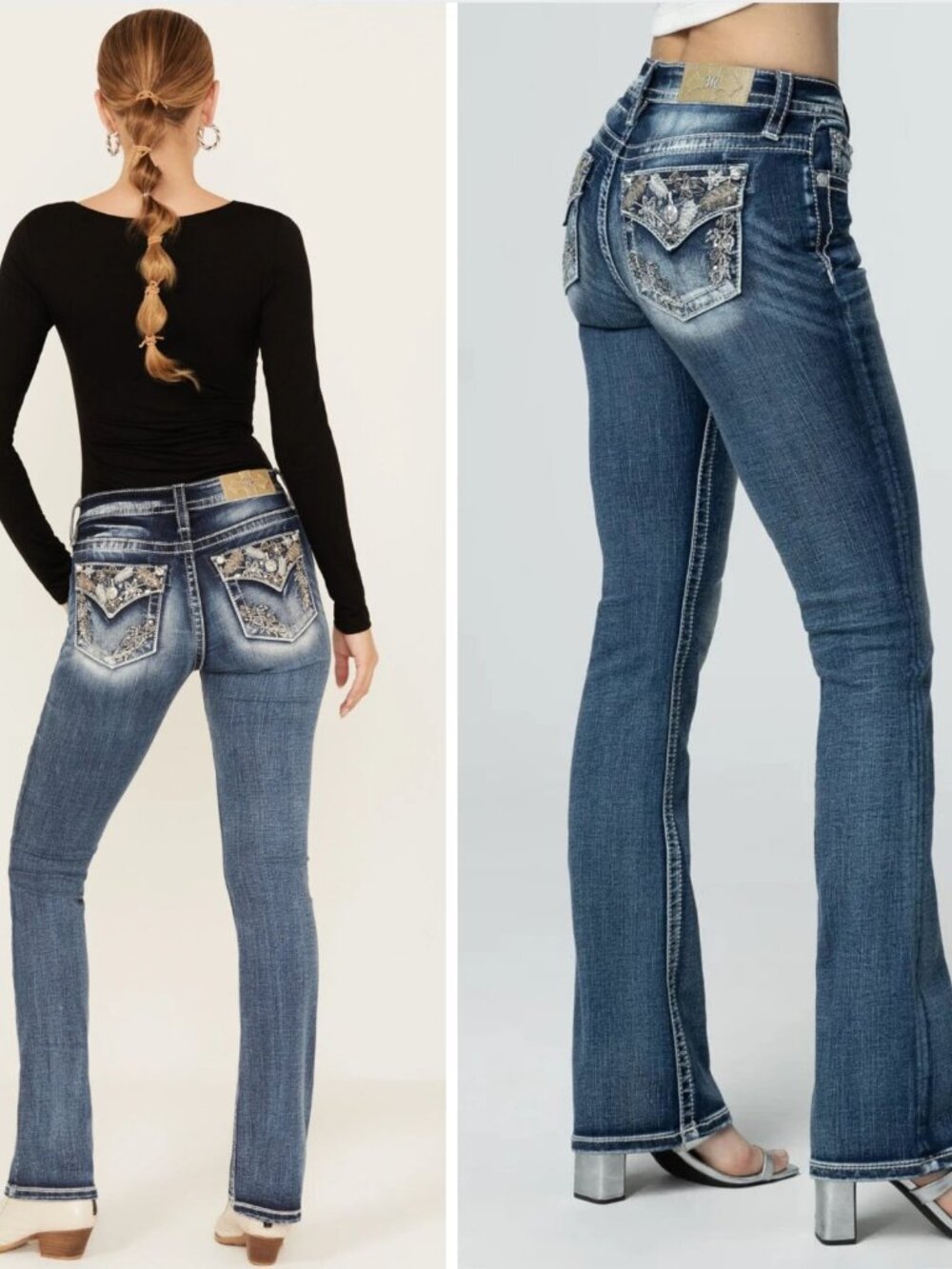 Miss Me Women's Dark Wash Mid Rise Stretch Bootcut Jeans - M9179BV 30W x 32L